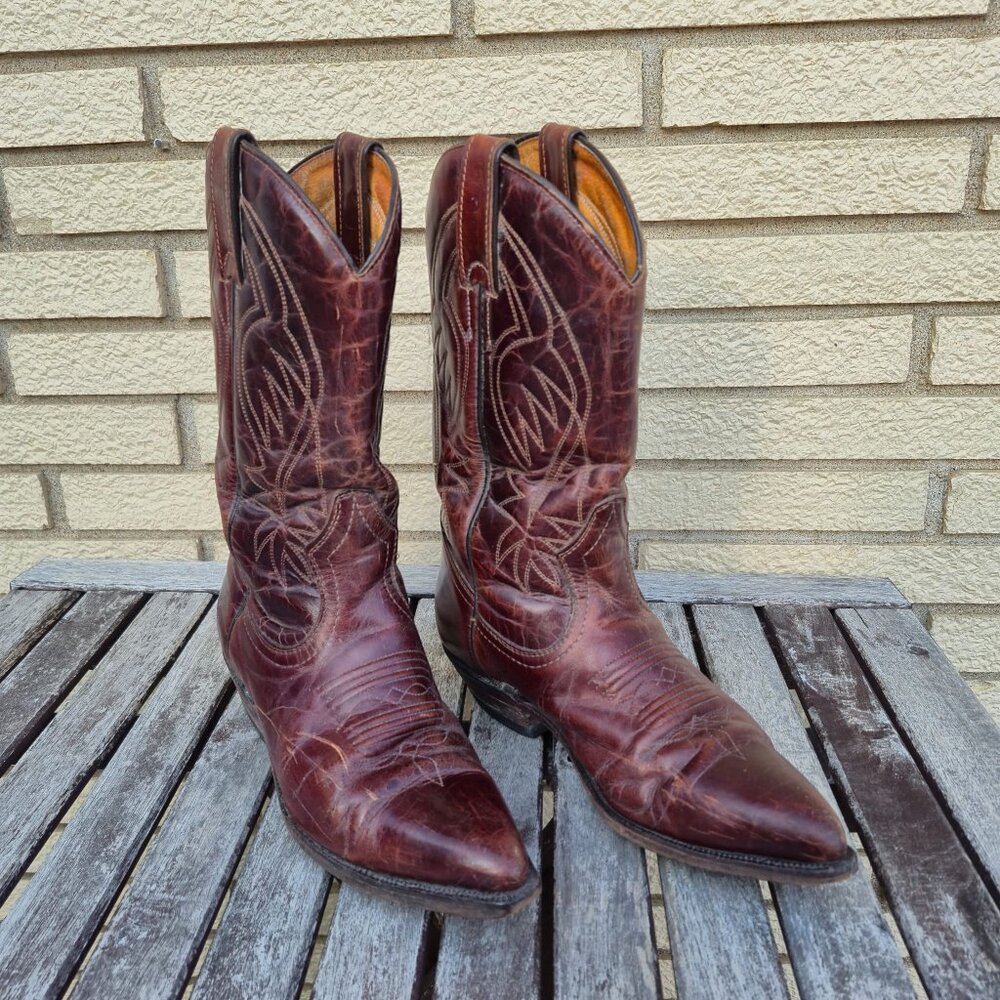 Boulet western cowboy boots, leather, handmade in Canada, Rare sz 5, Unisex